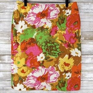 TALBOTS Women's Size 10 Colorful Floral Print Pencil Cut Knee Length‎ Skirt